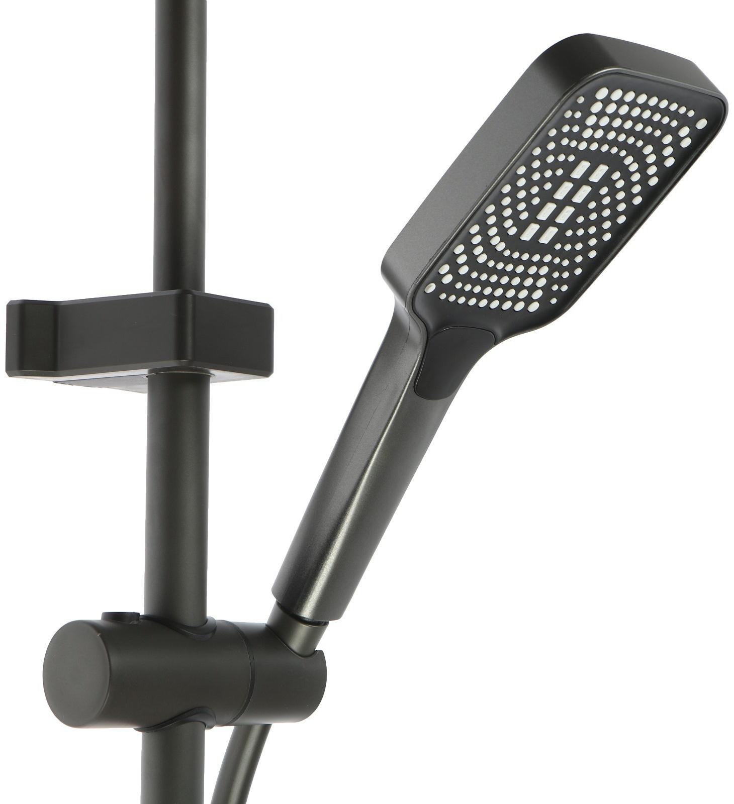 Душевая система ZEIN Z3683, верхняя и ручная лейка, ПВХ шланг, гигиенический набор, графит