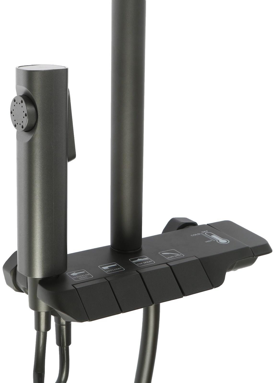 Душевая система ZEIN Z3683, верхняя и ручная лейка, ПВХ шланг, гигиенический набор, графит