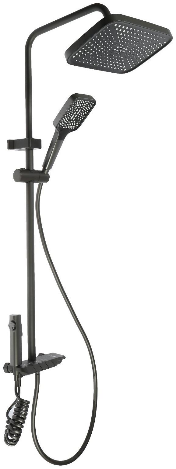 Душевая система ZEIN Z3683, верхняя и ручная лейка, ПВХ шланг, гигиенический набор, графит