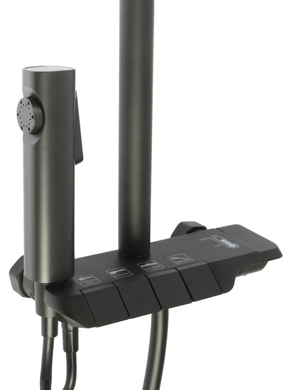 Душевая система ZEIN Z3683, верхняя и ручная лейка, ПВХ шланг, гигиенический набор, графит