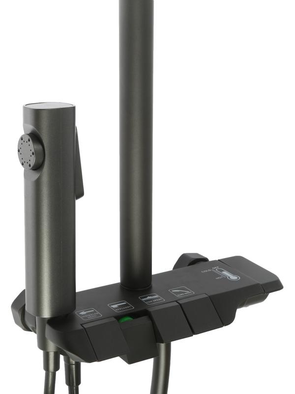 Душевая система ZEIN Z3683, верхняя и ручная лейка, ПВХ шланг, гигиенический набор, графит