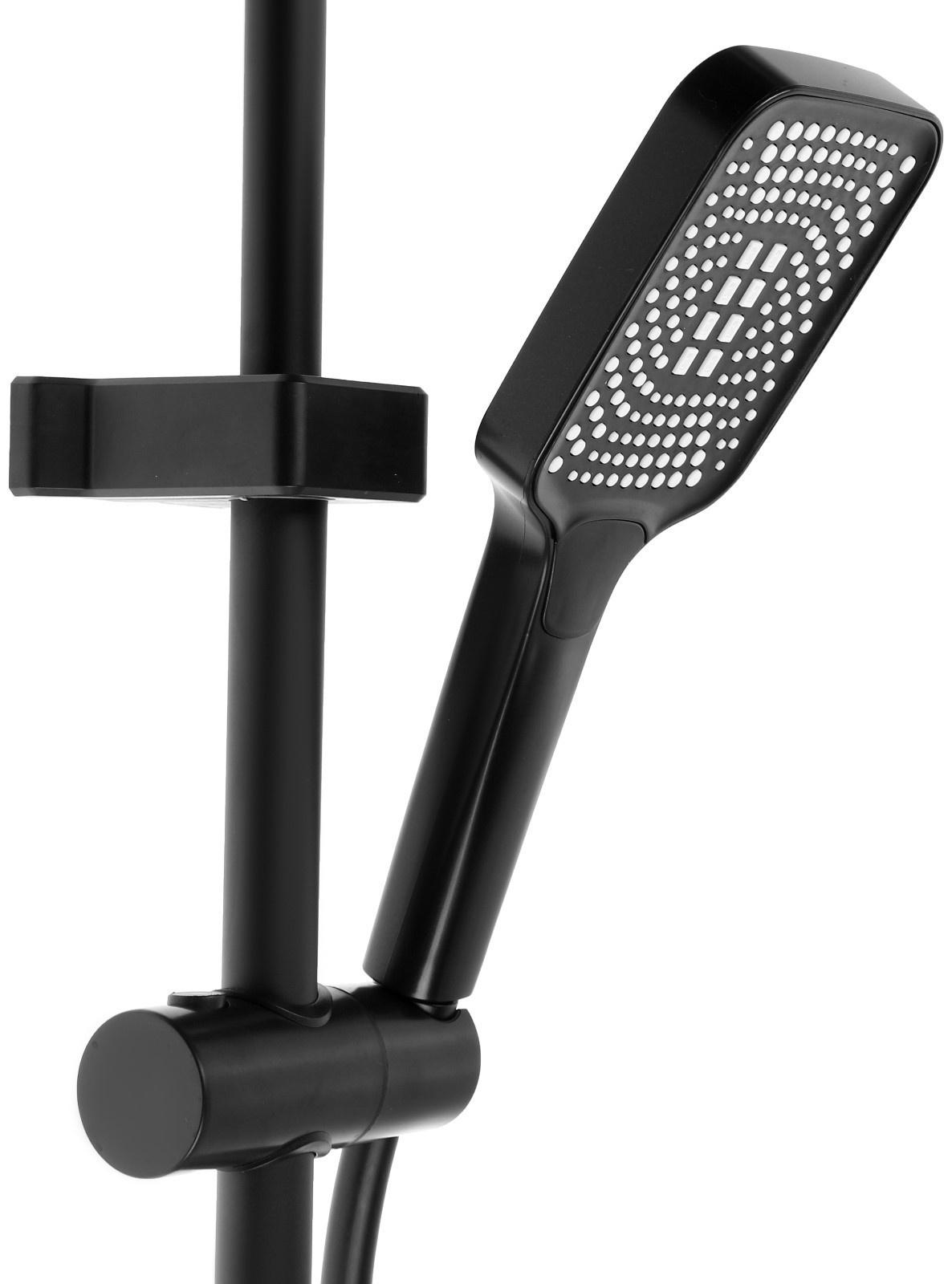 Душевая система ZEIN Z3684, верхняя и ручная лейка, ПВХ шланг, гигиенический набор, черная