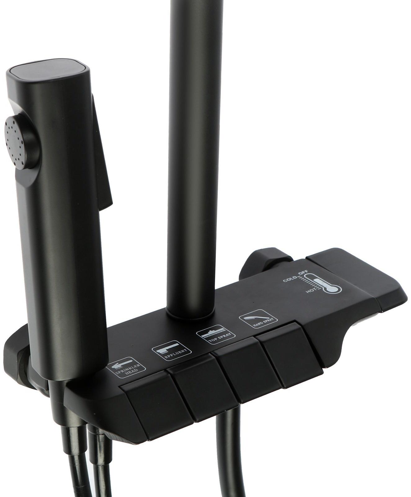 Душевая система ZEIN Z3684, верхняя и ручная лейка, ПВХ шланг, гигиенический набор, черная