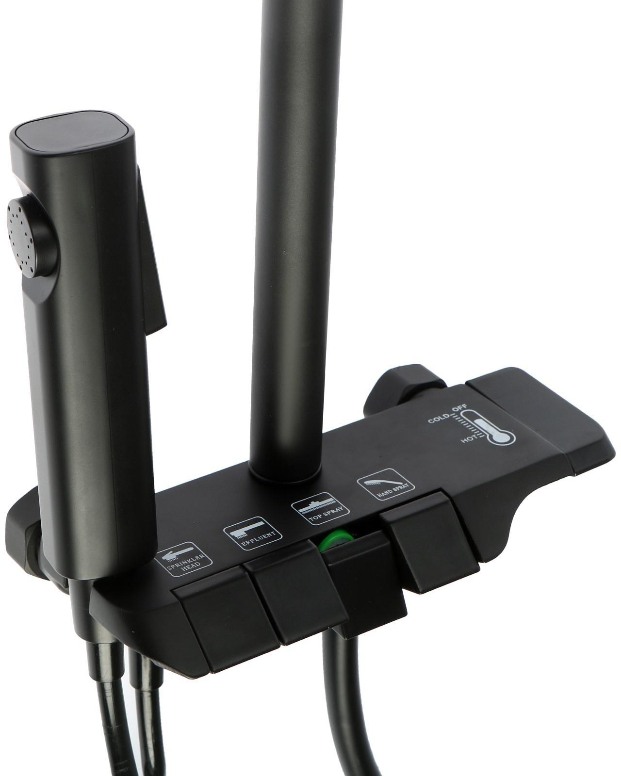 Душевая система ZEIN Z3684, верхняя и ручная лейка, ПВХ шланг, гигиенический набор, черная