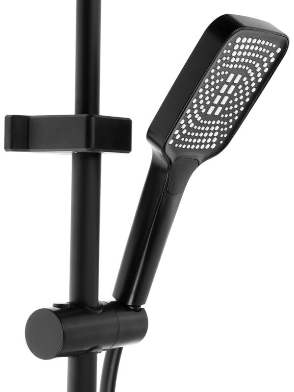 Душевая система ZEIN Z3684, верхняя и ручная лейка, ПВХ шланг, гигиенический набор, черная