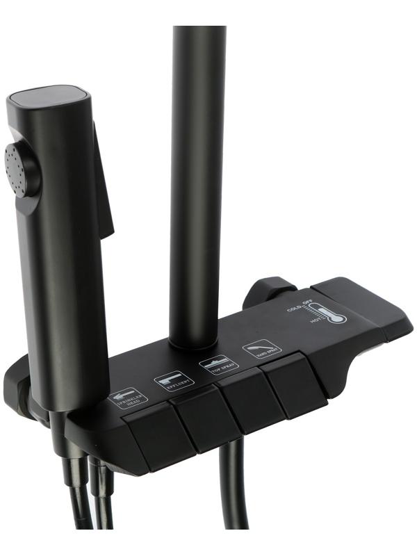 Душевая система ZEIN Z3684, верхняя и ручная лейка, ПВХ шланг, гигиенический набор, черная