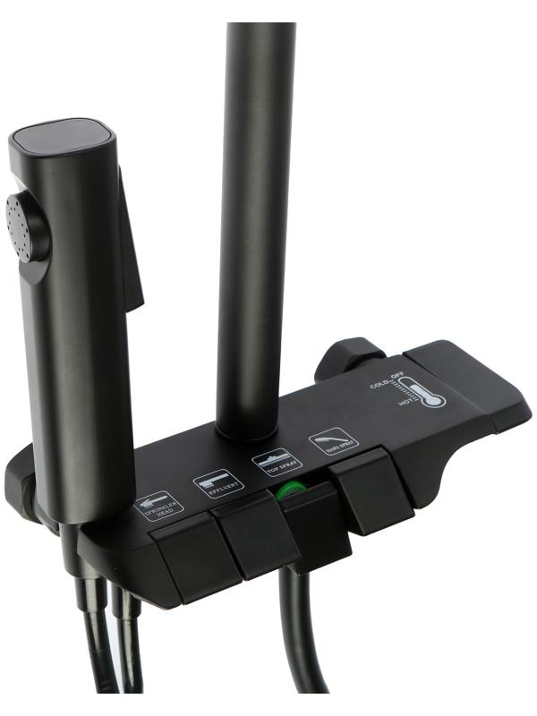 Душевая система ZEIN Z3684, верхняя и ручная лейка, ПВХ шланг, гигиенический набор, черная