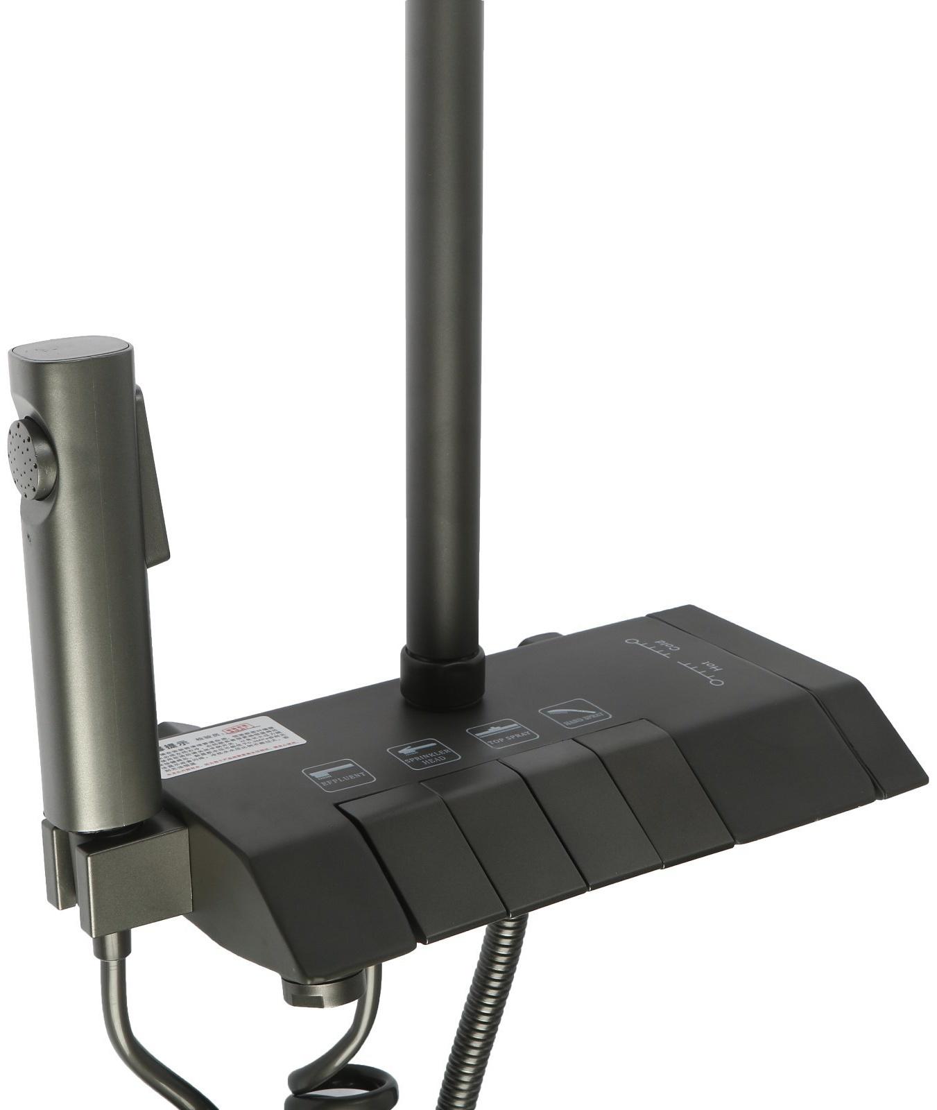 Душевая система ZEIN Z3685, верхняя и ручная лейка, ПВХ шланг, гигиенический набор, графит