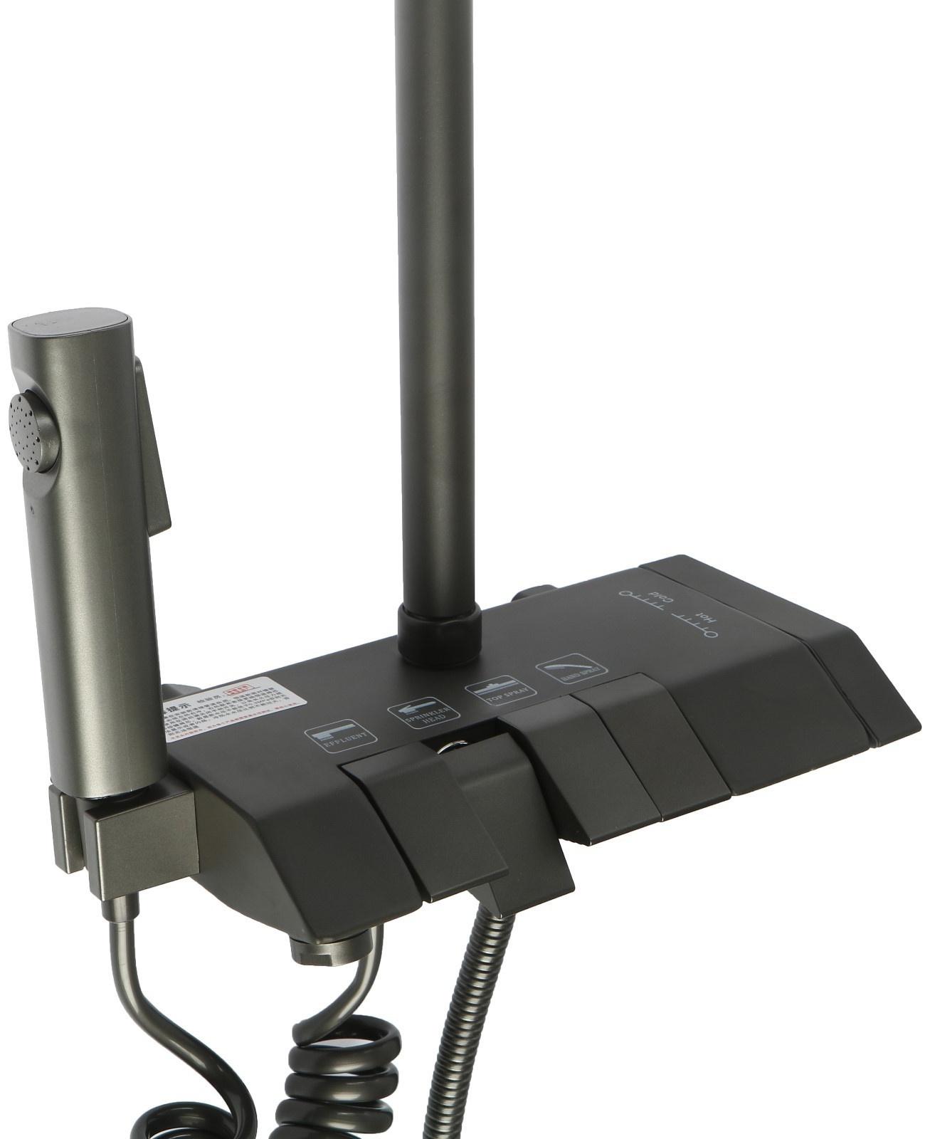 Душевая система ZEIN Z3685, верхняя и ручная лейка, ПВХ шланг, гигиенический набор, графит