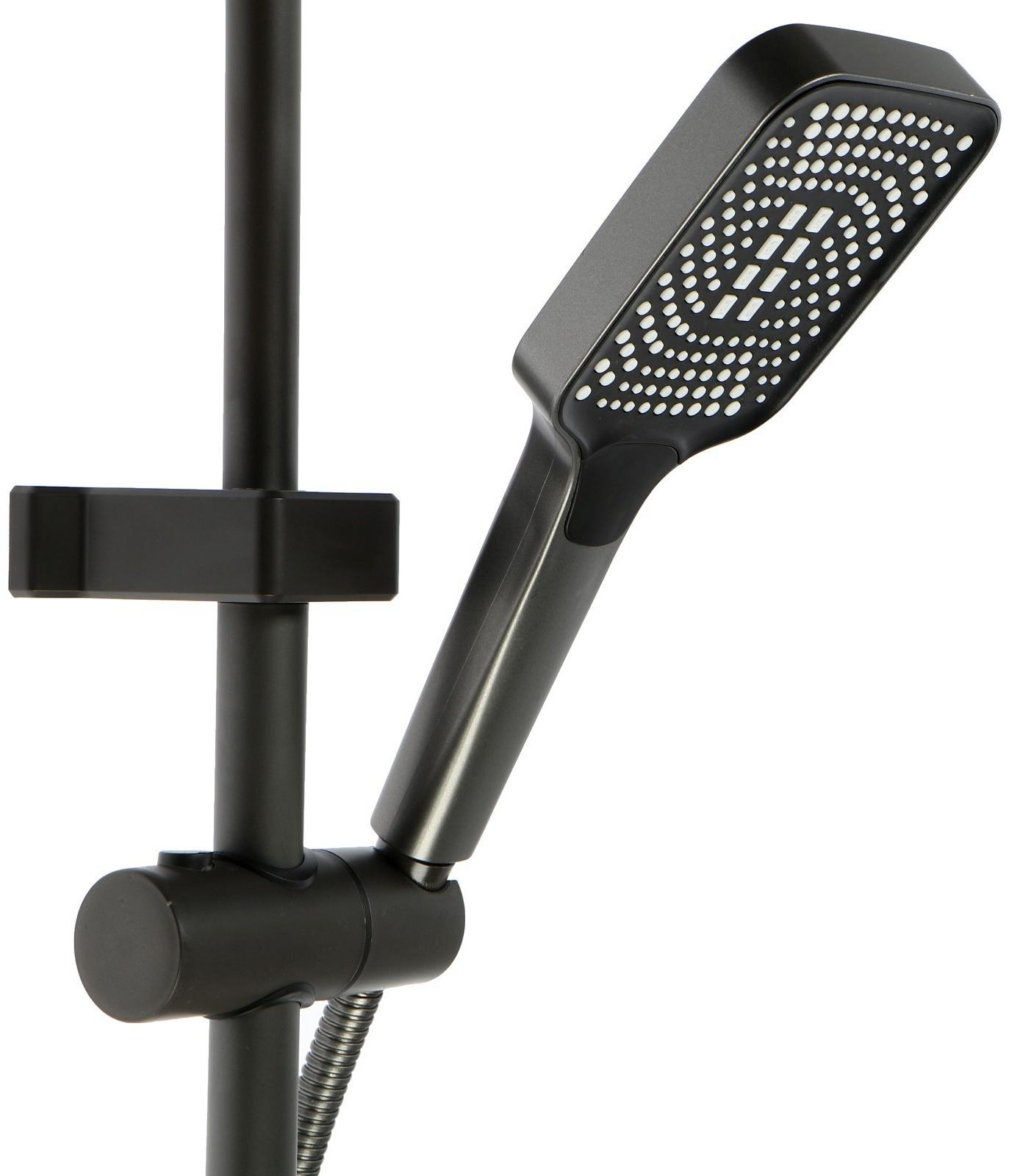 Душевая система ZEIN Z3685, верхняя и ручная лейка, ПВХ шланг, гигиенический набор, графит