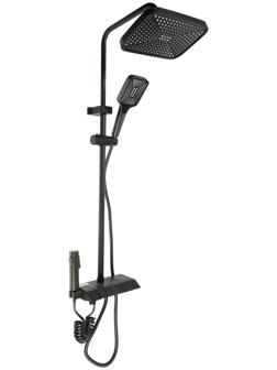 Душевая система ZEIN Z3685, верхняя и ручная лейка, ПВХ шланг, гигиенический набор, графит