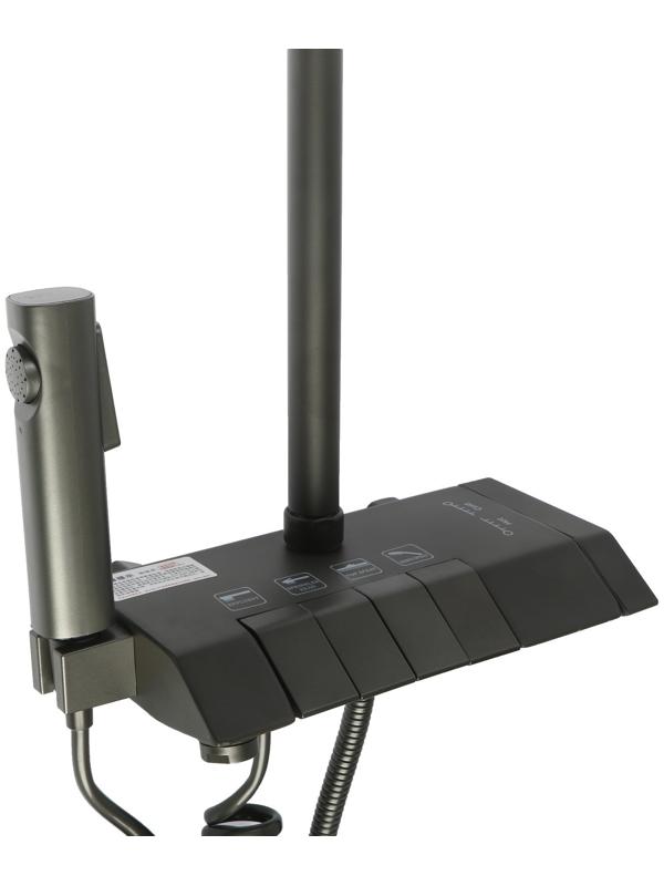 Душевая система ZEIN Z3685, верхняя и ручная лейка, ПВХ шланг, гигиенический набор, графит