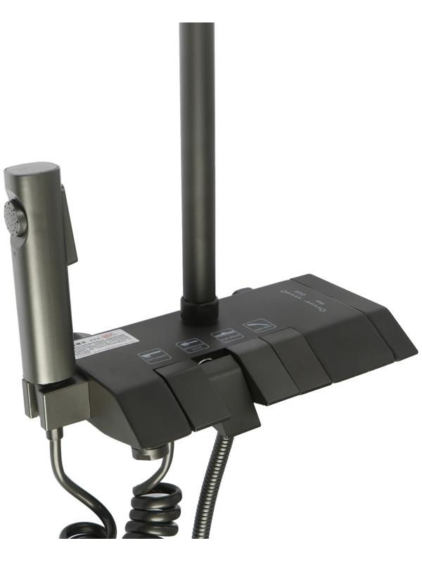 Душевая система ZEIN Z3685, верхняя и ручная лейка, ПВХ шланг, гигиенический набор, графит