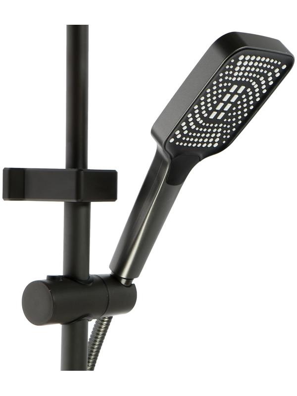 Душевая система ZEIN Z3685, верхняя и ручная лейка, ПВХ шланг, гигиенический набор, графит