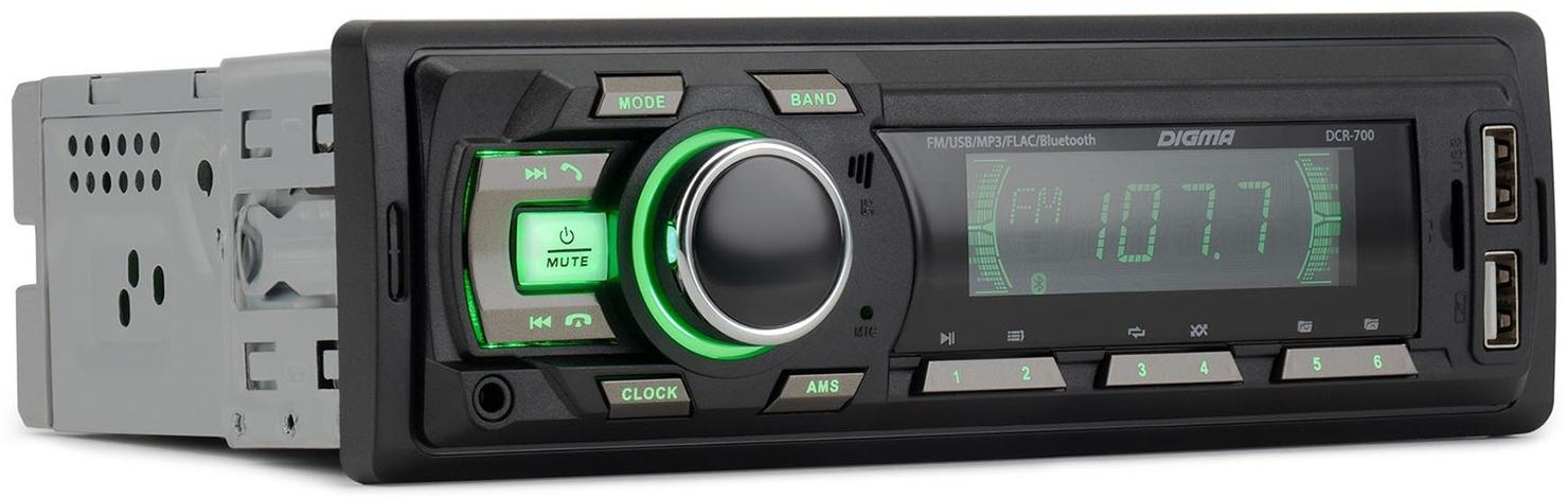 Автомагнитола Digma DCR-700 1DIN, 4 x 50 Вт, USB, AUX