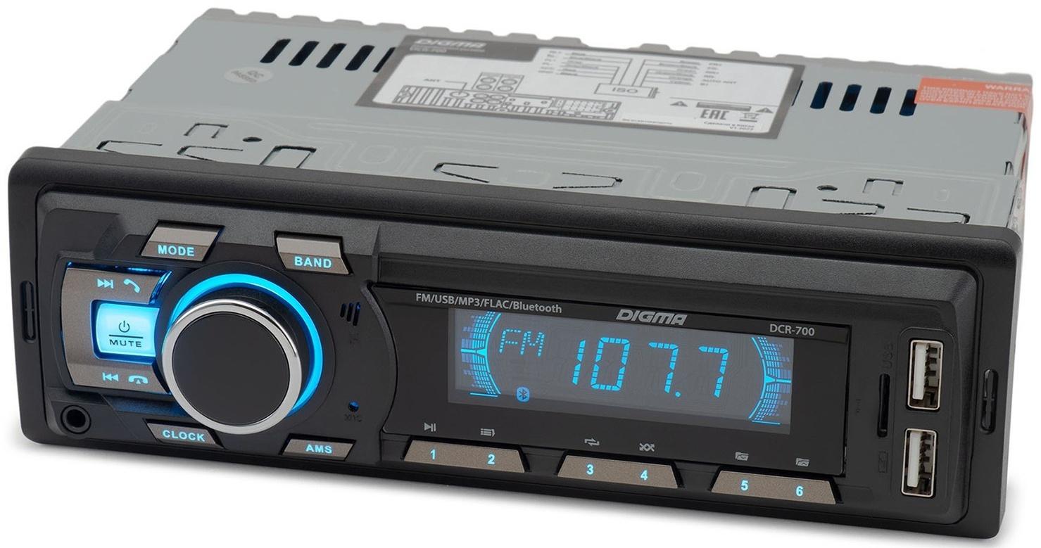 Автомагнитола Digma DCR-700 1DIN, 4 x 50 Вт, USB, AUX