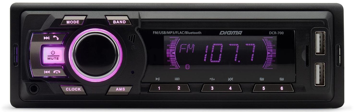 Автомагнитола Digma DCR-700 1DIN, 4 x 50 Вт, USB, AUX