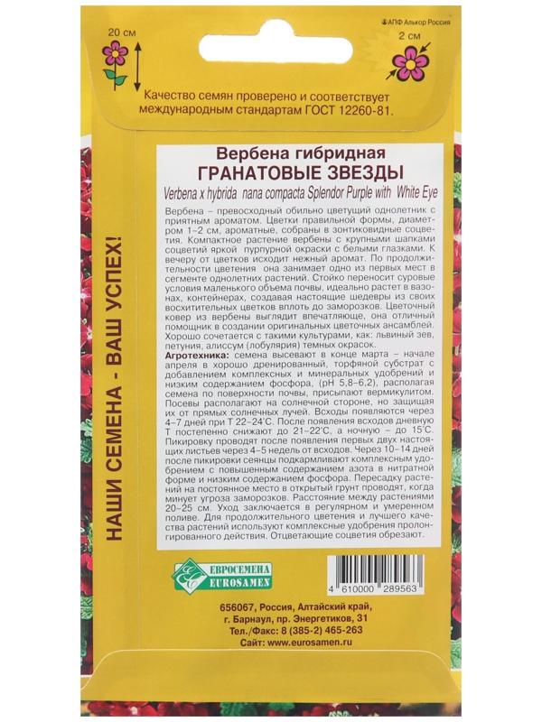 Семена цветов Вербена гибридная 