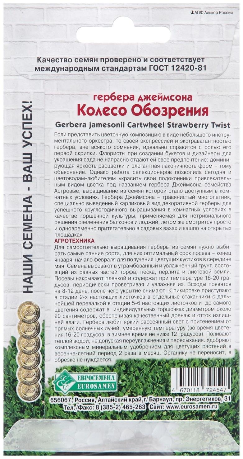 Семена цветов Гербера джеймсона 