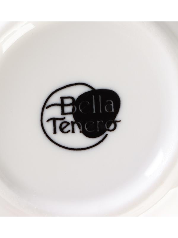 Супница фарфоровая с ложкой на бамбуковой подставке BellaTenero, 450 мл, 15×11,5×7,5 см, цвет белый