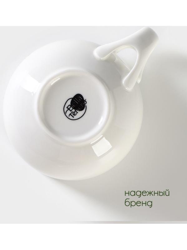 Супница фарфоровая с ложкой на бамбуковой подставке BellaTenero, 450 мл, 15×11,5×7,5 см, цвет белый