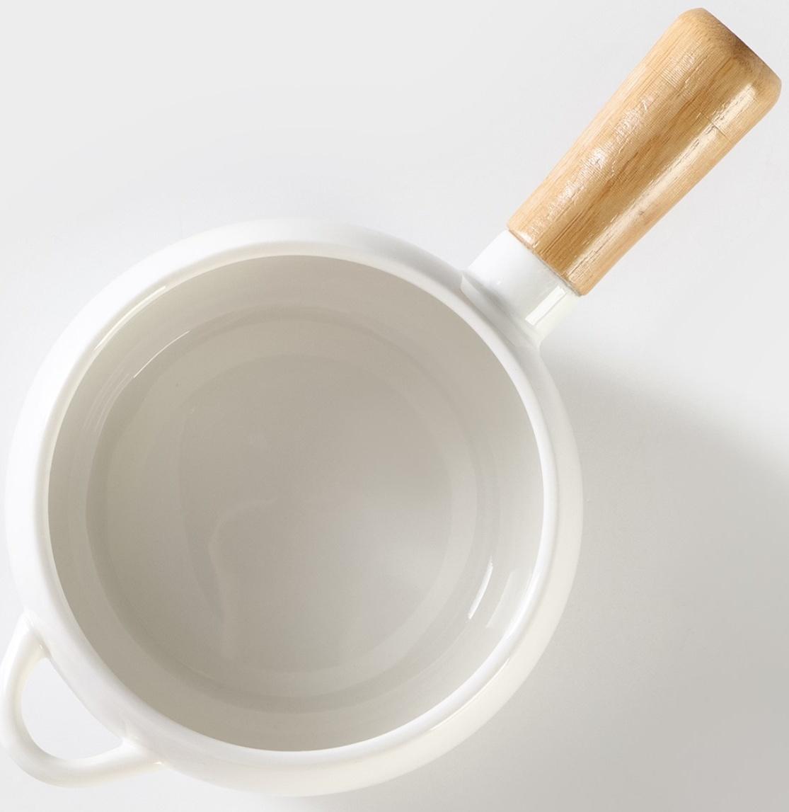 Супница фарфоровая с ручкой на бамбуковой подставке BellaTenero, 400 мл, 20,5×11,5×6,5 см, цвет белый