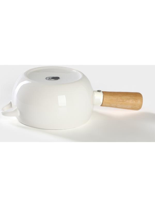 Супница фарфоровая с ручкой на бамбуковой подставке BellaTenero, 400 мл, 20,5×11,5×6,5 см, цвет белый