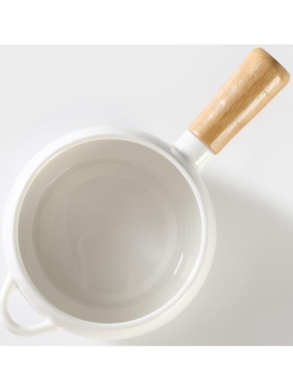 Супница фарфоровая с ручкой на бамбуковой подставке BellaTenero, 400 мл, 20,5×11,5×6,5 см, цвет белый