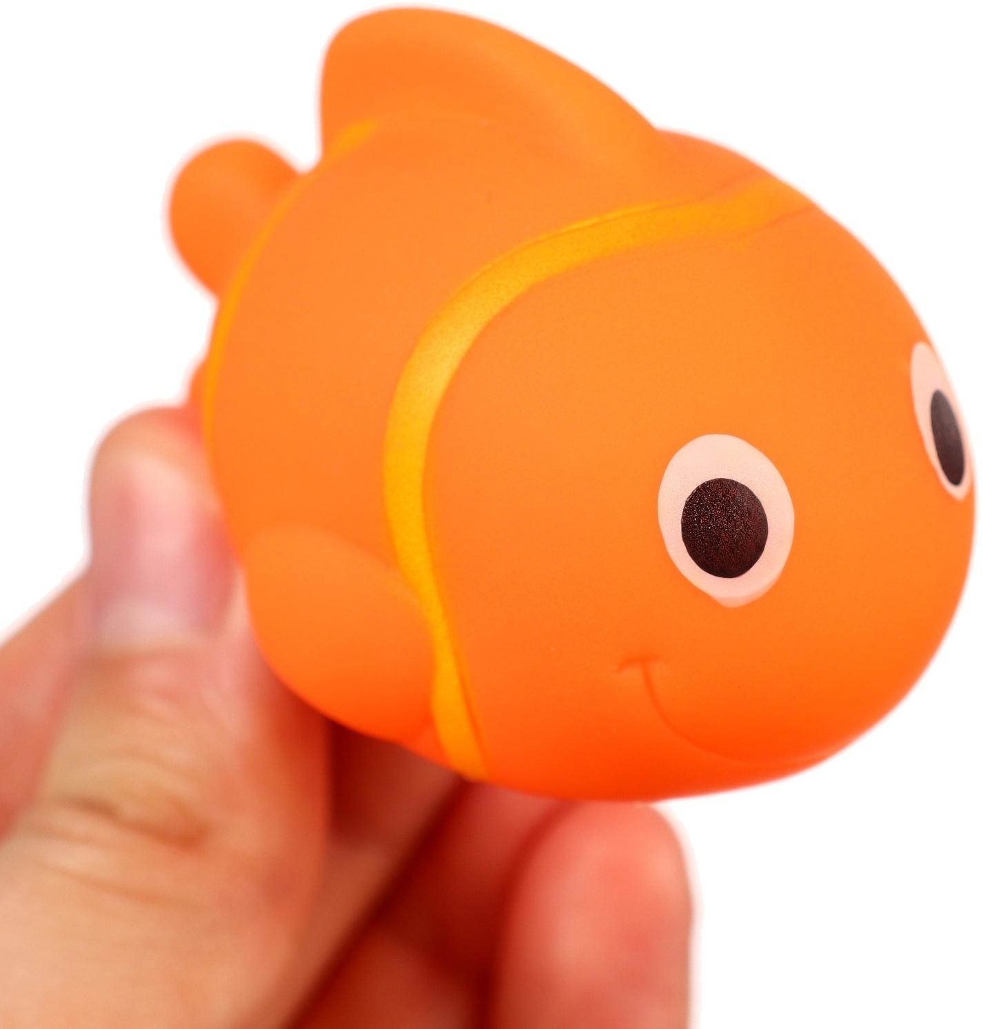 Набор игрушек для ванны «Рыбка клоун», 10 см, с пищалкой, 5 шт, Крошка Я
