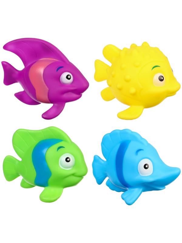 Набор игрушек для ванны «Морские рыбки №2», с пищалкой, 4 шт, Крошка Я