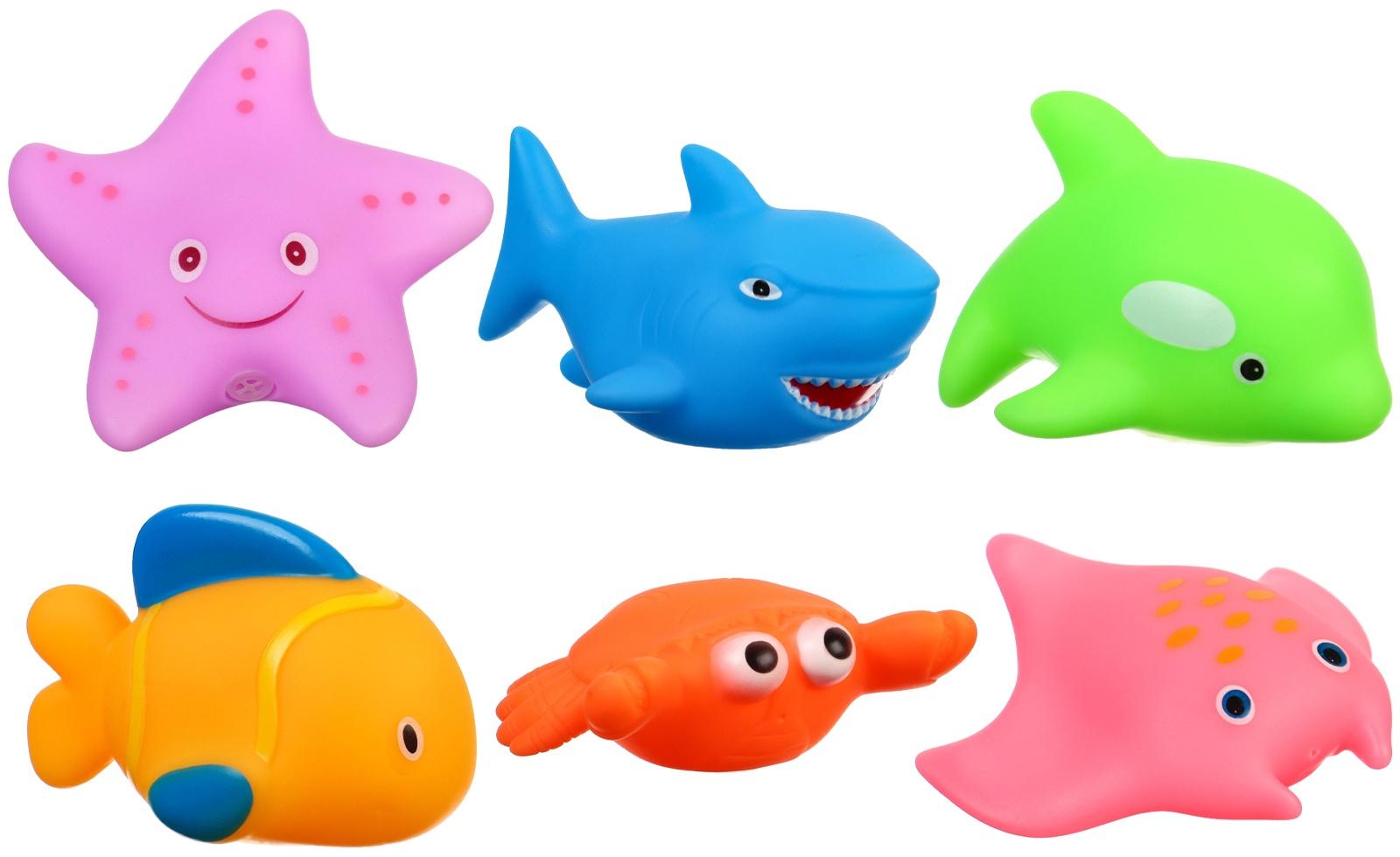 Набор игрушек для ванны «Океан», 6 шт, с пищалкой, Крошка Я