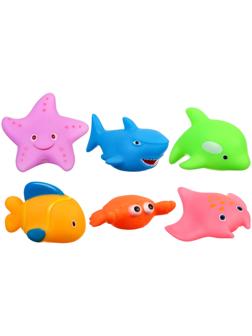 Набор игрушек для ванны «Океан», 6 шт, с пищалкой, Крошка Я