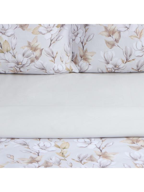 Постельное бельё Этель 2 сп Beige flowers, 175х215 см, 200х214 см, 50х70 см -2 шт, мако-сатин 114г/м2