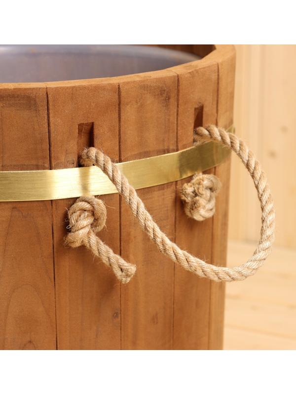 Запарник 13 л с пластиковой вставкой, ручки веревки, латунный обруч ТЕРМО липа