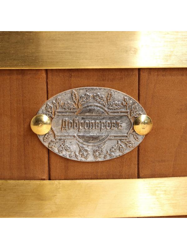 Шайка 10 л с пластиковой вставкой, ручки веревка, латунный обруч ТЕРМО липа