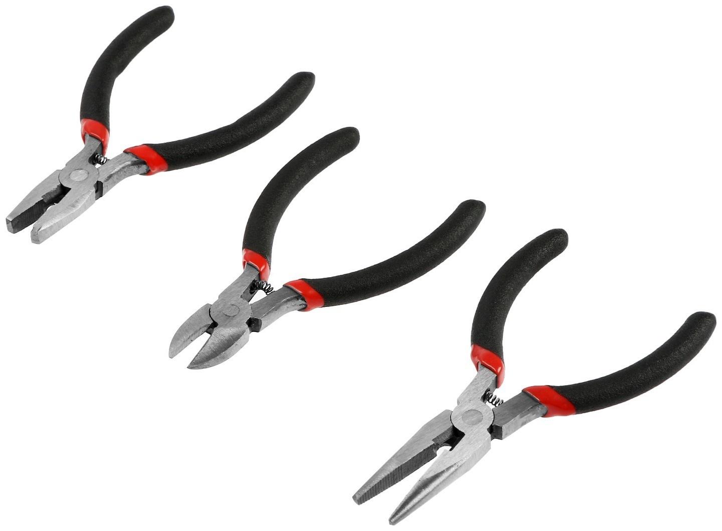 Набор шарнирно-губцевых инструментов ЛОМ мини, плоскогубцы, бокорезы, длинногубцы