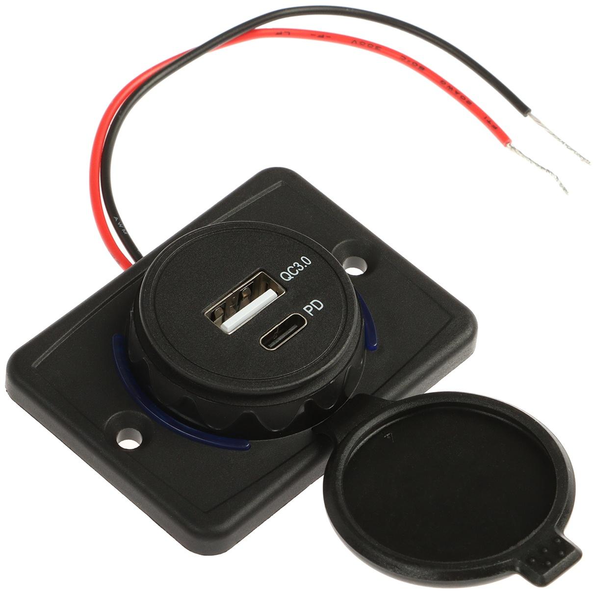 Зарядное устройство USB, 3.0 А, 5 В, Type-C, провод 15 см