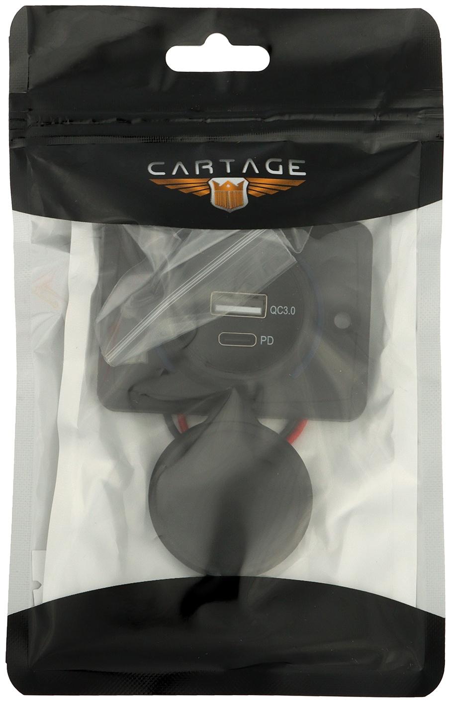 Зарядное устройство USB, 3.0 А, 5 В, Type-C, провод 15 см