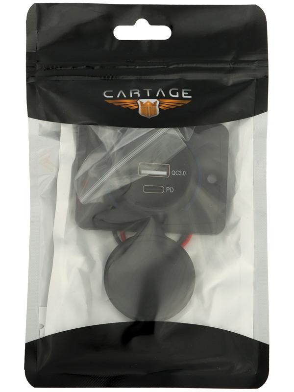 Зарядное устройство USB, 3.0 А, 5 В, Type-C, провод 15 см