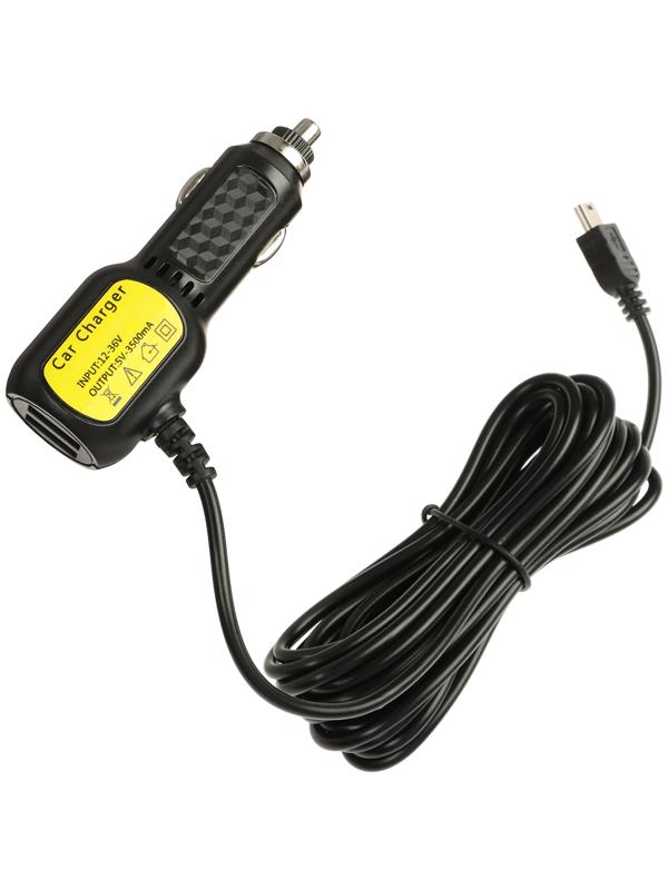 Зарядное устройство прямой Mini USB, c 2USB 3.4 А, 5 В, провод 3,5 м