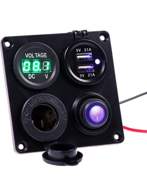 Разветвитель, вольтметр, прикуриватель, 2 USB 2,1А, 5В.