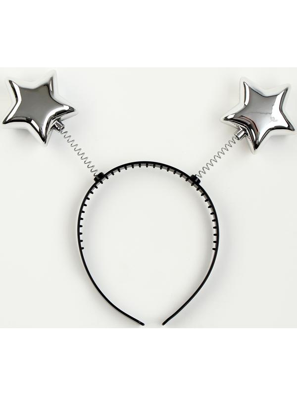 Карнавальный ободок «Звёздочки», цвет серебряный