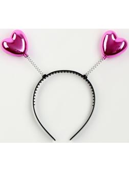 Карнавальный ободок «Сердечки», цвет розовый
