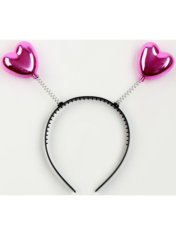 Карнавальный ободок «Сердечки», цвет розовый
