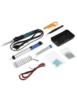 Паяльный набор ТУНДРА, паяльник 60 Вт с регулировкой температуры, 15 предметов