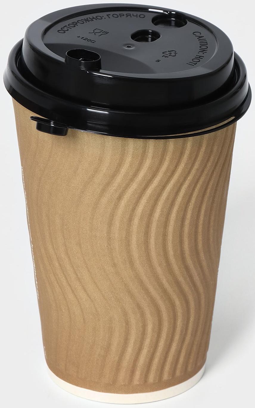 Крышка одноразовая для стакана с питейником и клапаном, черная, 9 см, 50 шт/уп