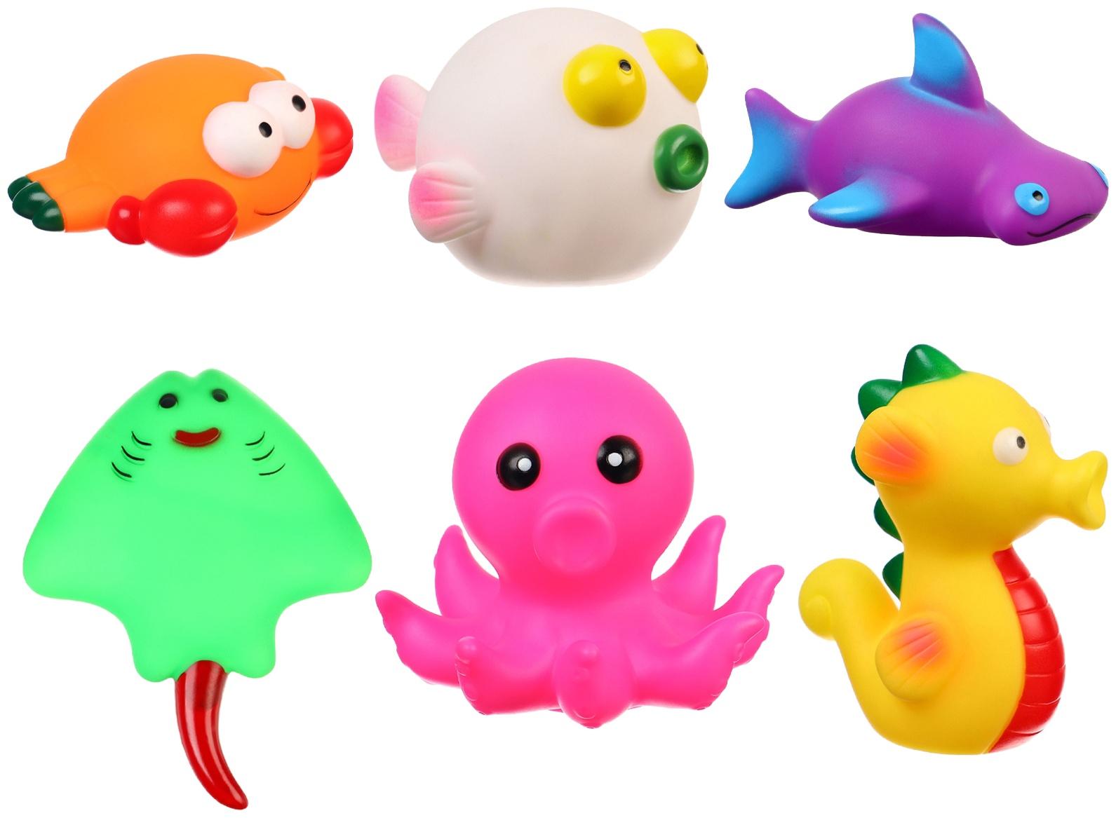 Набор игрушек для ванны «Море», с пищалкой, 6 шт, Крошка Я