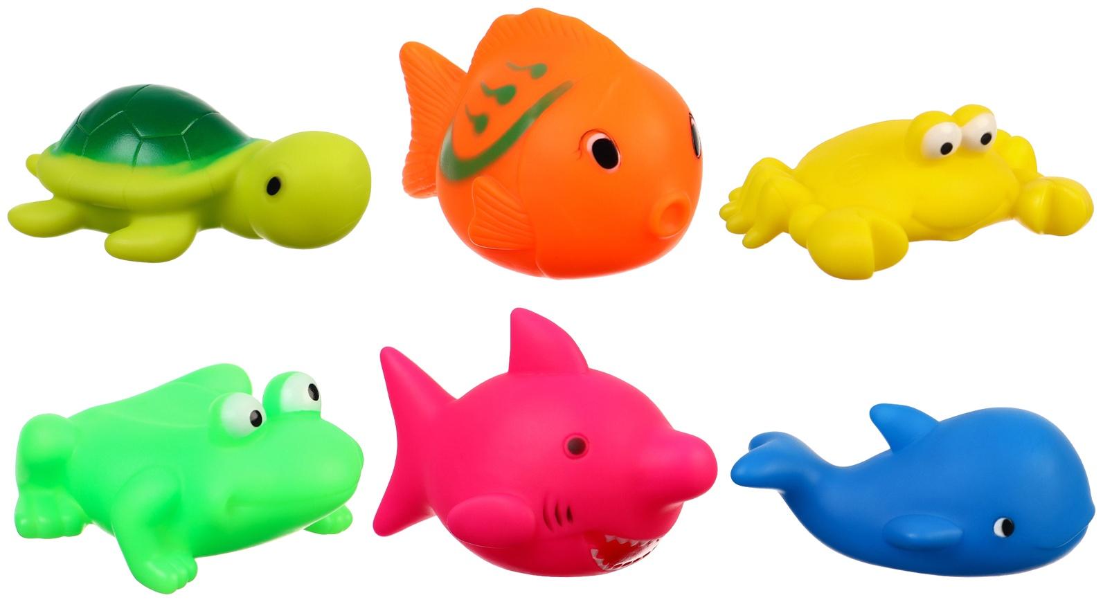 Набор игрушек для ванны «Мир моря», с пищалкой, 6 шт, Крошка Я