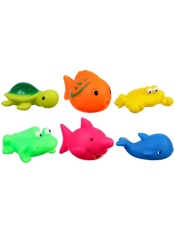 Набор игрушек для ванны «Мир моря», с пищалкой, 6 шт, Крошка Я