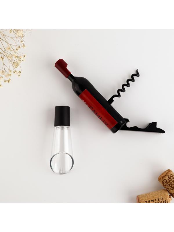 Штопор-бутылка и пробка на подложке 